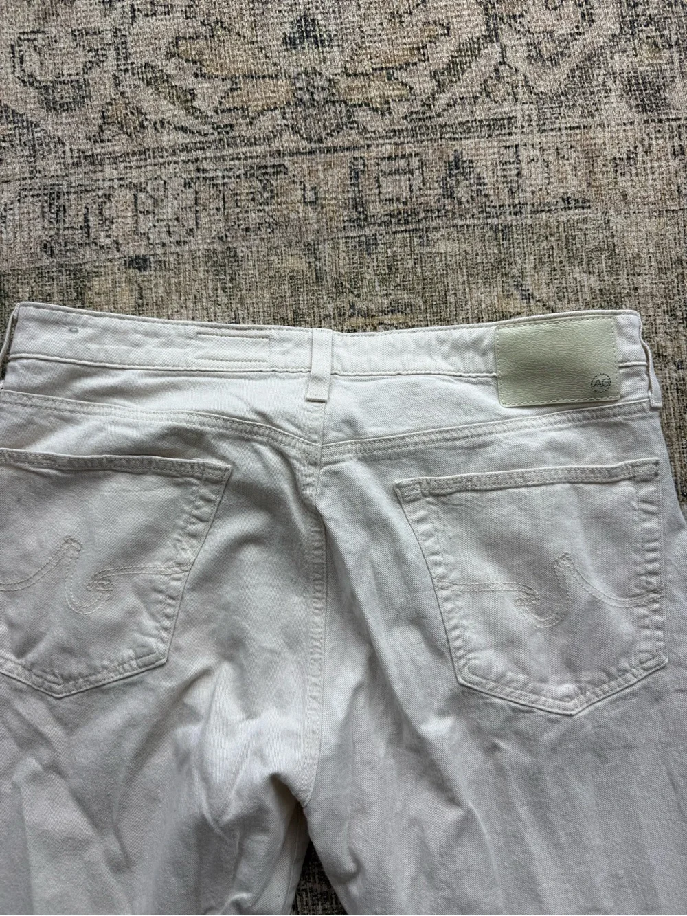 AG Everett Slim Straight Cotton Blend Pants Cream 36x34 Coastal Beach Casual